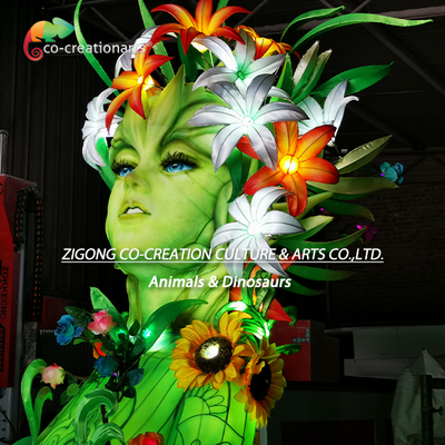 クリスタルエナジーの脚を持つ魅惑的な光る花の妖精彫刻 | 植物ファンタジーライトアート