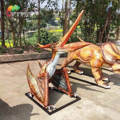 良い価格 3D ファイバーグラス 現実的な見た目 恐竜と闘う プテロサウリアの彫像 屋外 オンライン